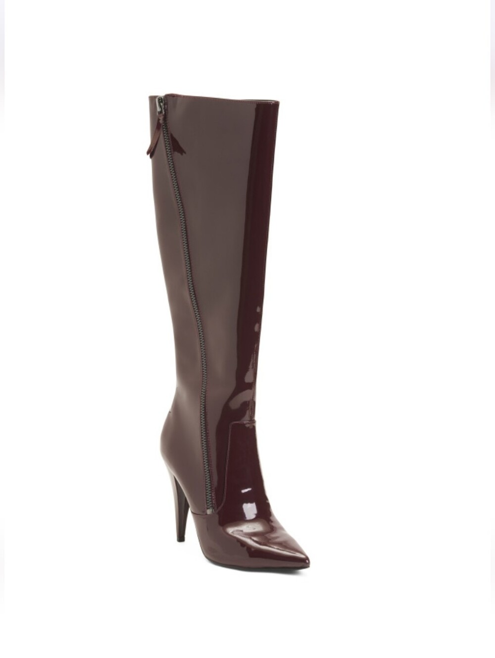 Vince Camuto Patent Leather Boots Alessa High Shaft Side Zip